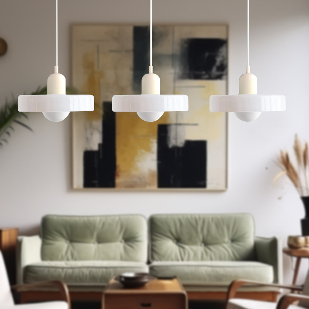 Glass Pendant Lamp 12 Inch Adjustable Height Ceiling Fixture for Bedrooms Nightstands Modern Minimalist Nordic Hanging Light E27 Socket for