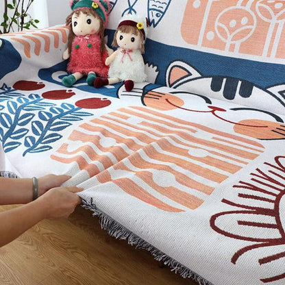 Tidal Sofa Cover - Cotton Linen, Jacquard Design, Lightweight
