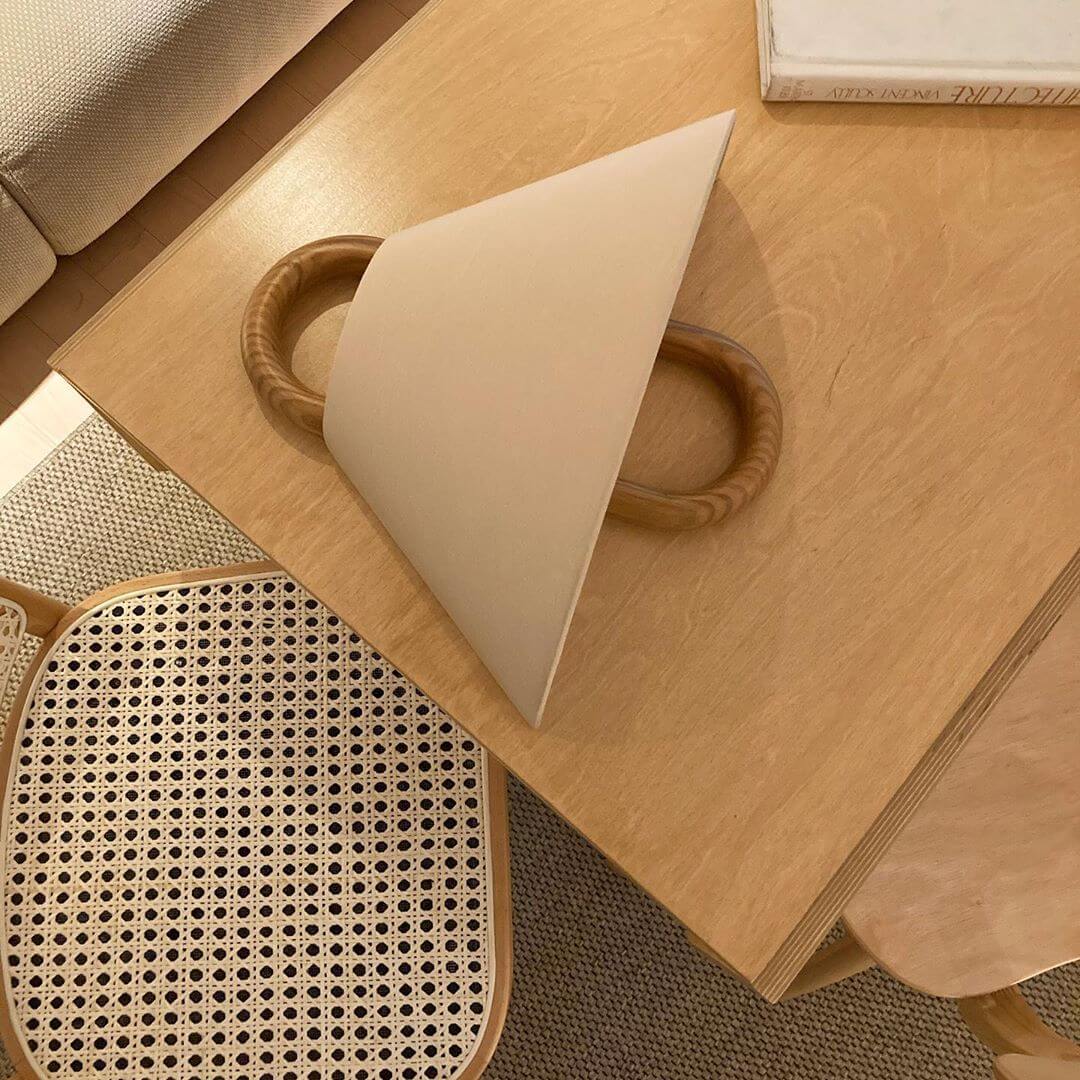 Fabric Half-Moon Wall Sconce with Natural Wood Backplate for Bedroom & Living Room
