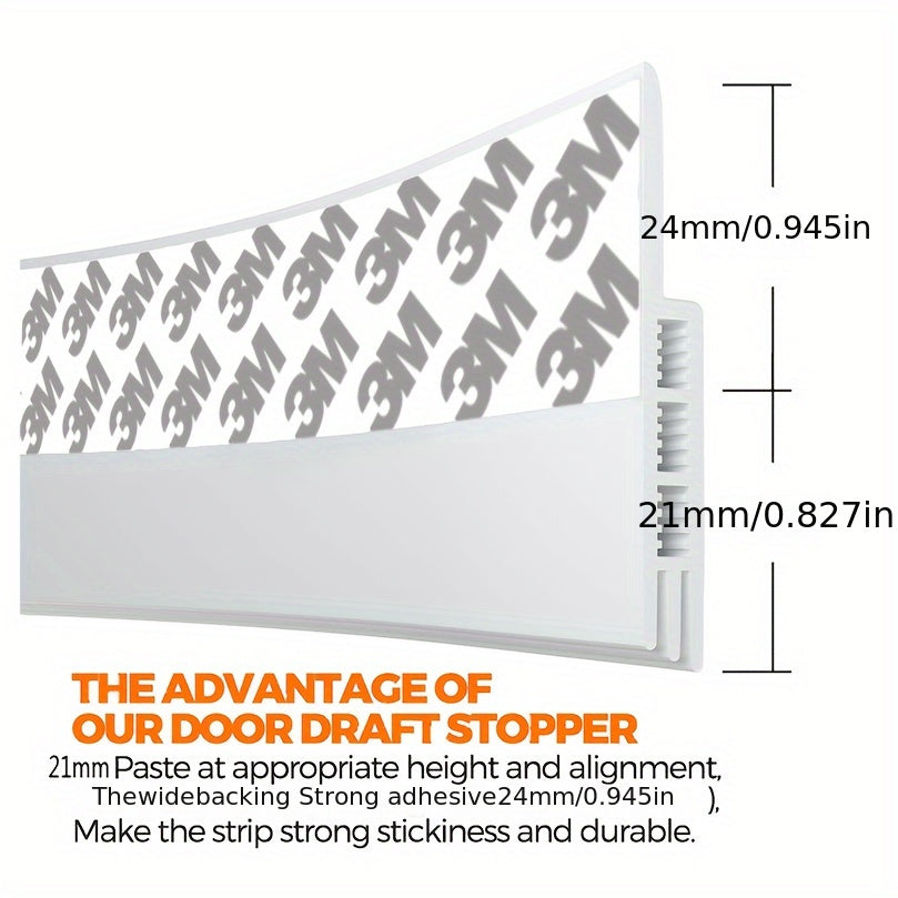 Weatherstrip Seal Self-Adhesive Silicone Bottom Sweep 39 Inches for Entry Doors Garage Basement Interior Exterior Energy Saving Noise Reduct