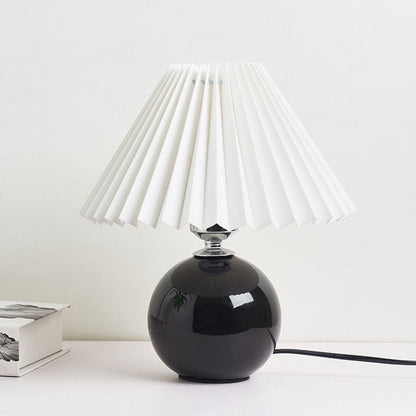 Ceramic Accent Lamp with Fabric Shade 11x9.5 in E26 Socket for Nightstand Desk Study Room Reading Light Modern Home Decor