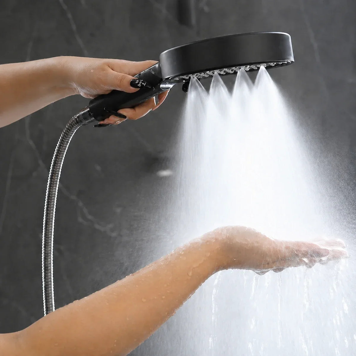 Handheld Shower Head with Seven Spray Modes for Bathroom Upgrade & Daily Use | Adjustable Water Flow | Modern Cylindrical Design for Home Sh
