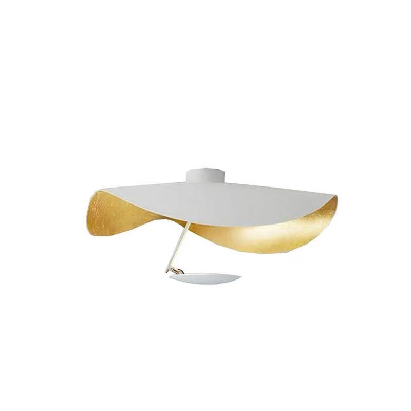 Contemporary Leaf-Motif Flush Mount Ceiling Light Metal Fixture Black Gold White Finish for Living Room Bedroom Dining Room Modern Home