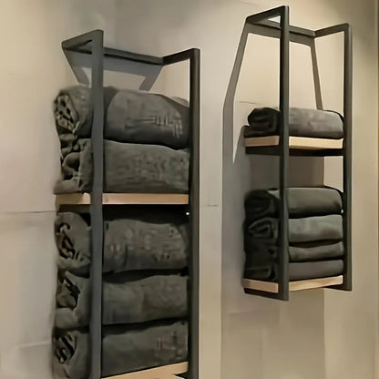 Modern Metal Towel Rack with Waterproof Shelf for Stylish Bathroom Storage