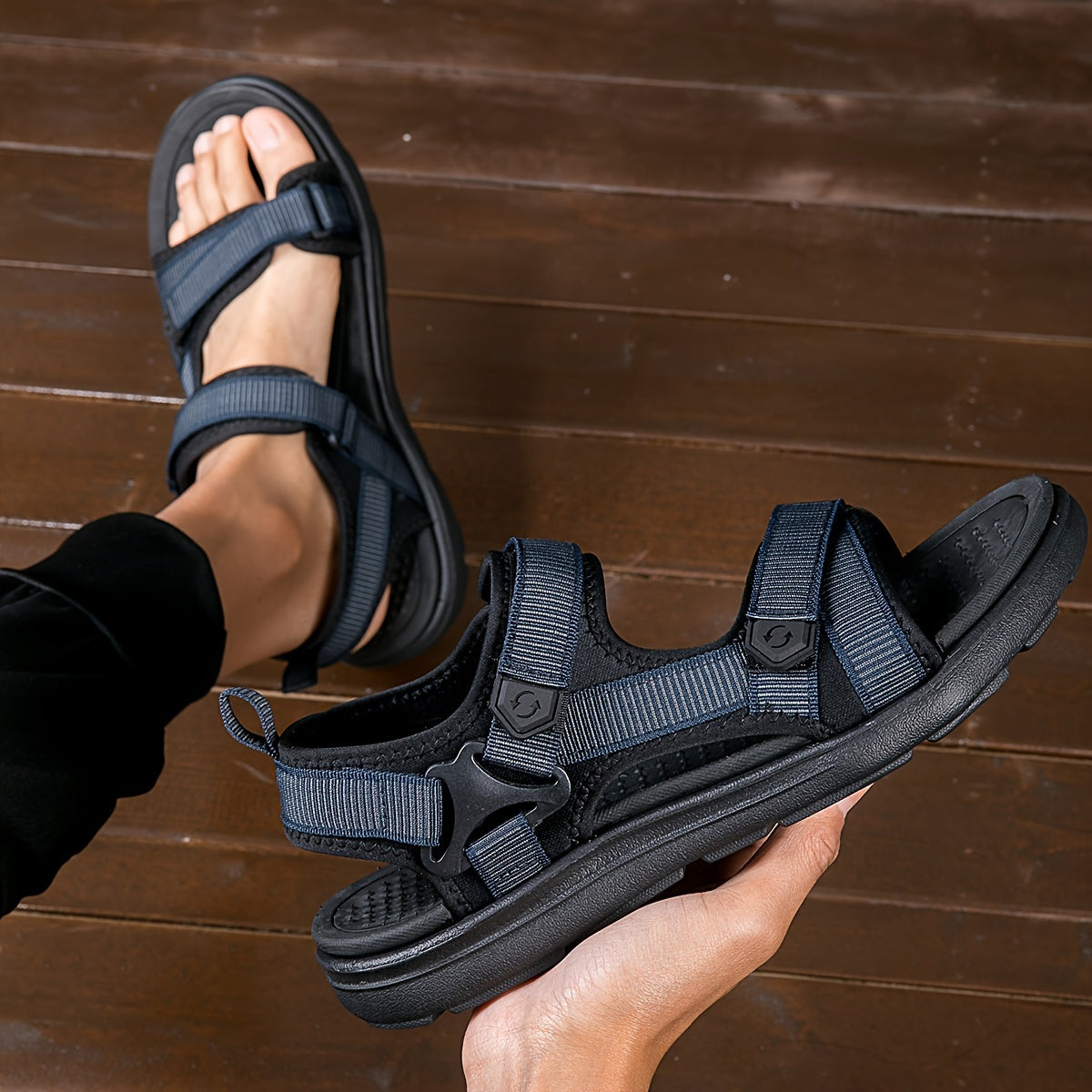 Men's Breathable Hiking Sandals with Adjustable Straps & Non-Slip Rubber Sole for Outdoor Adventures, Camping, Trekking & Trail Walking