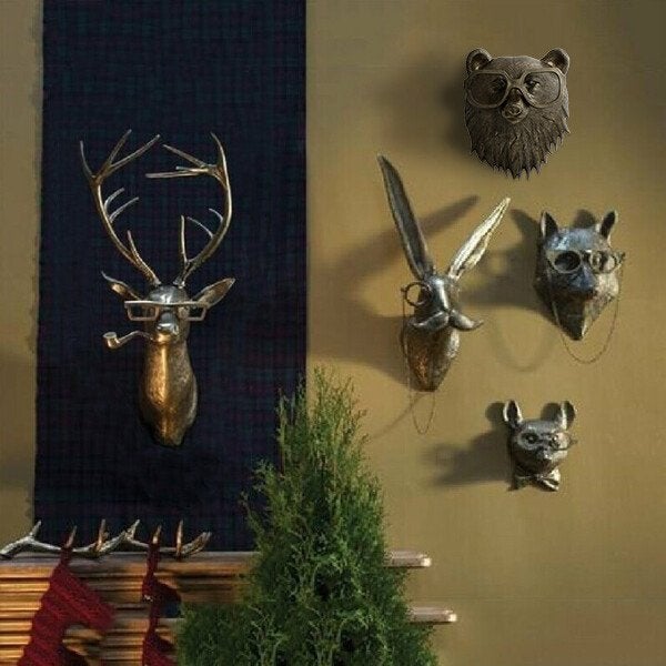 Decoración de pared de cabeza de animal 3D de vida silvestre para el hogar