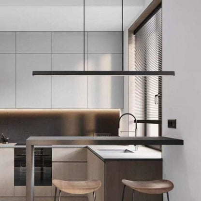 Sleek Overhead LED Bar Light Metal Frame Acrylic Diffuser Adjustable Height Dining Room Kitchen Island