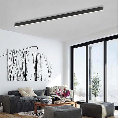 Linear LED Flush Mount Light 47-Inch Contemporary Aluminum Fixture Bedroom Hallway Kitchen Bar Overhead Lighting Slim Profile Low Profile Bl