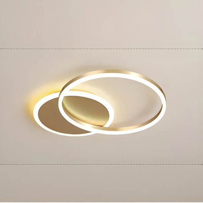 LED Ring Chandelier 45 in Aluminum Fixture Warm White Dimmable for Bedroom Living Room Dining Room Modern Flush Mount Multi-Ring Integrated