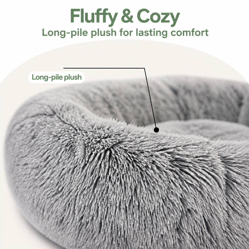 Ortekor Plush Long-Pile Tie-Dye Round Dog Bed