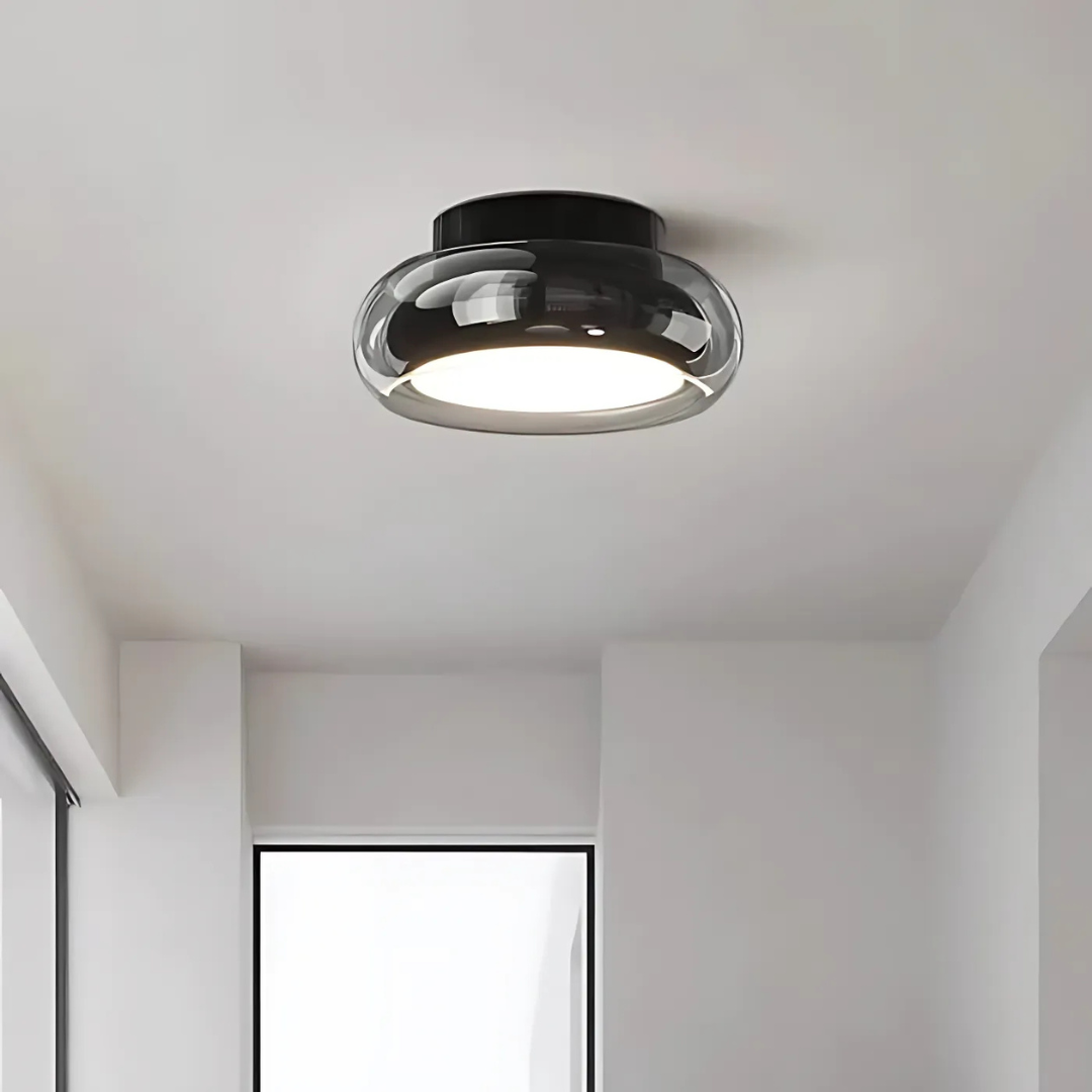 Lámpara de techo LED de montaje empotrado 24W con vidrio ámbar para habitaciones pequeñas y pasillos, luz cálida, lámpara de techo de estilo vintage para dormitorio y entrada