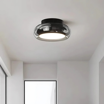 Lámpara de techo LED de montaje empotrado 24W con vidrio ámbar para habitaciones pequeñas y pasillos, luz cálida, lámpara de techo de estilo vintage para dormitorio y entrada