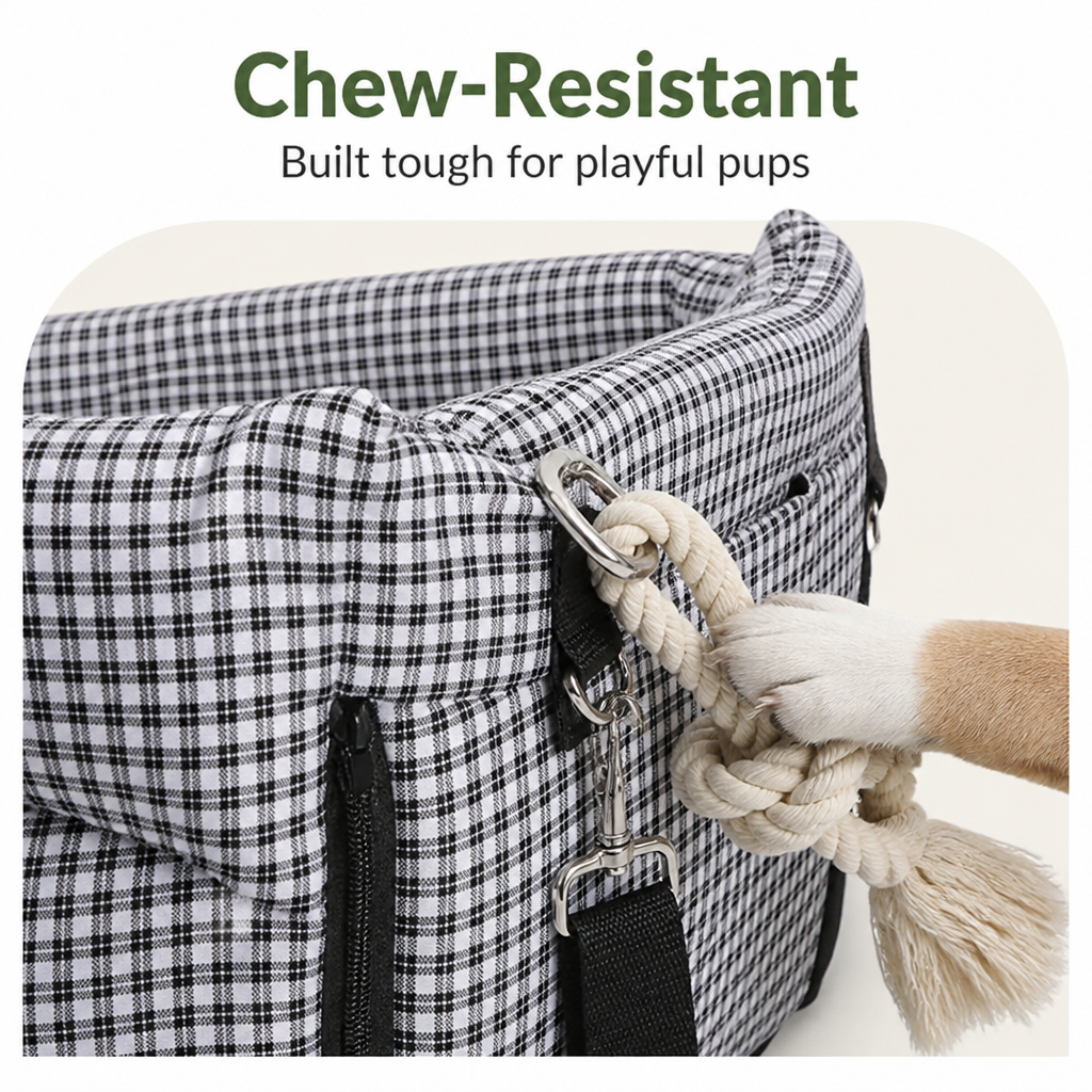 Ortekor Padded Polyester & Chew-Resistant Dog Car Seat (Adjustable Straps)