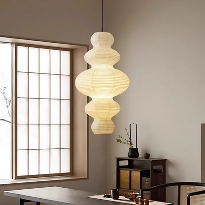 Layered Paper Sphere Hanging Light 18 Inch Diameter White Adjustable Cable for Kitchen Island Dining Table Living Room Modern Scandinavian C