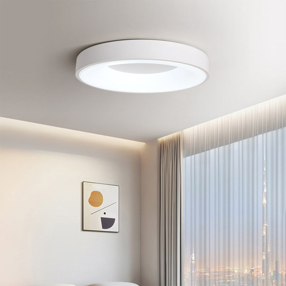 Round LED Overhead Fixture for Bedroom & Hallway – Ultra-Slim Iron & Acrylic Disc – Dimmable Options for Living Room & Entryway