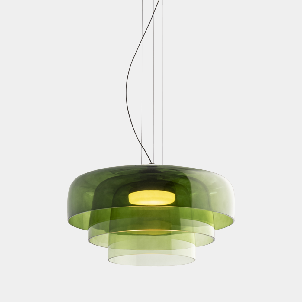 Layered Glass Hanging Light 16.5 in Orange for Kitchen Island & Dining Table – Adjustable Cord Suspension Fixture LED Included Modern Scandi