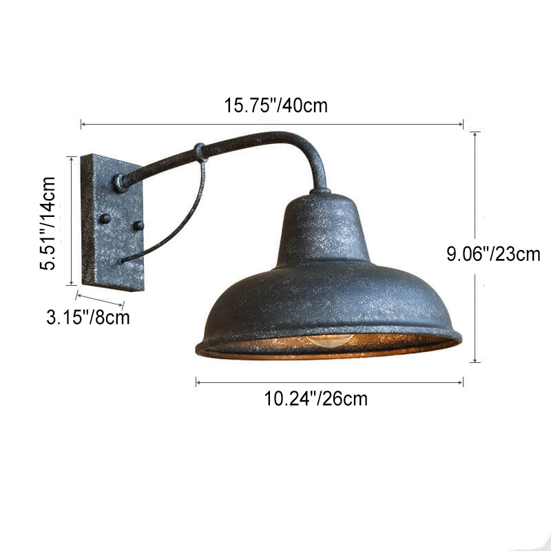 Iron Exterior Sconce 10×9×16 in Black Industrial Hardwired E26 Socket for Garden Fence Entryway Pathway Home Porch Deck Ambient Outdoor Ligh