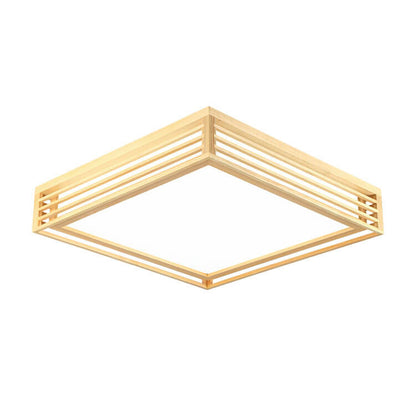 LED Round Ceiling Fixture 14-inch Wood & Acrylic Contemporary Overhead Light for Bedroom Kitchen Bathroom Home Office