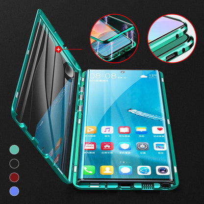 Magnetic Tempered Glass Phone Case for Samsung Galaxy with Dual-Sided Protection and Self-Locking Closure