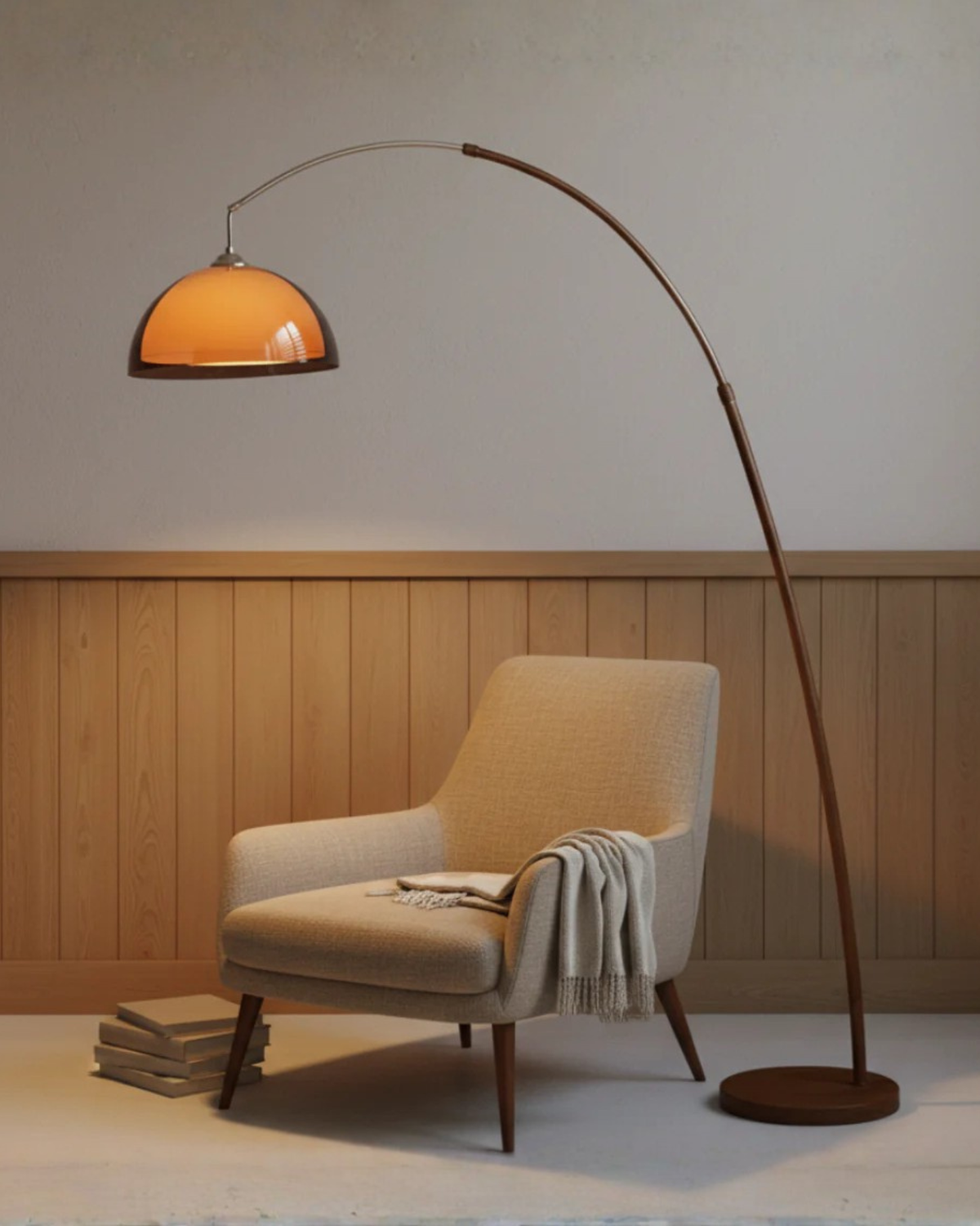 Lámpara de pie de arco elegante | Diseño moderno con pantalla de cúpula cálida para un ambiente acogedor