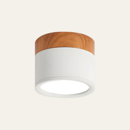 Round LED Flush Mount Light Fixture Wood Accent Aluminum 5W 7W for Entryway Bedroom Kitchen Hallway Ceiling Lamp Modern Minimalist Scandinav