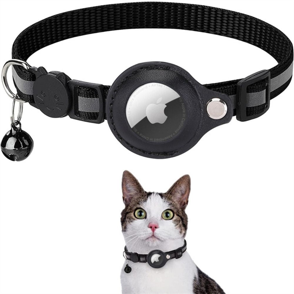 Adjustable Cat Collar with Reflective Stitching, Breakaway Buckle & Tracker Pocket for Indoor Outdoor Cats
