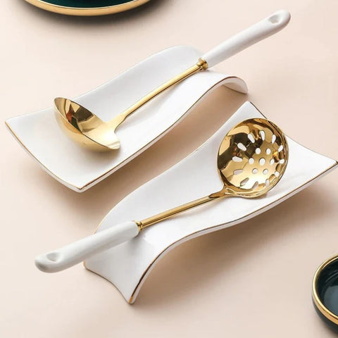 Reposacucharas de cerámica Fiora: accesorio de cocina elegante y resistente al calor