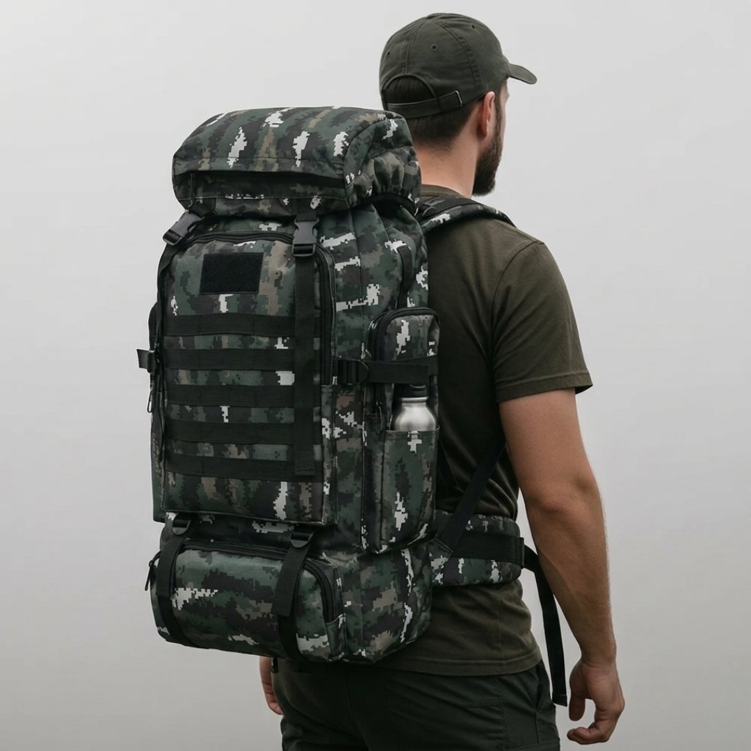 80L Expedition Hiking Backpack – Tactical Multi-Day Trekking Pack with MOLLE Webbing & Padded Straps for Camping & Travel