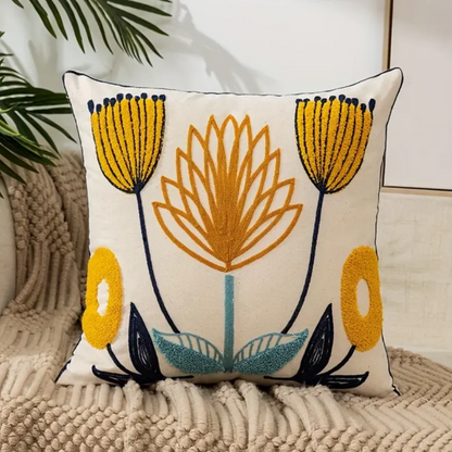 Funda de cojín decorativa Serena: mezcla de algodón y poliéster con estampado floral