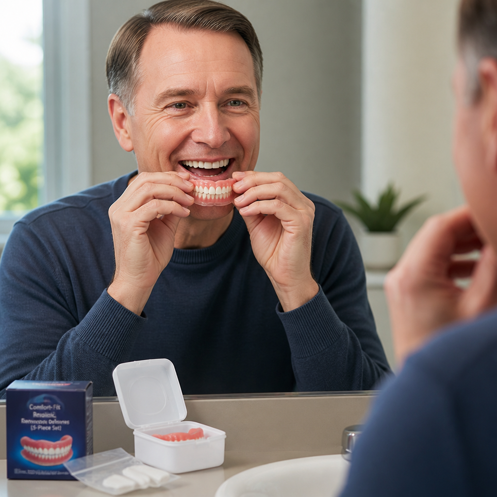 Prótesis dentales removibles realistas Comfort-Fit (juego de 5 piezas)