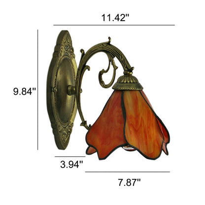 Glass Shade Wall Sconce in Blue Red Pink Bronze Clear 10×8 Inches for Bedroom Bedside Living Room Study Hardwired E26 Socket Metal Resin