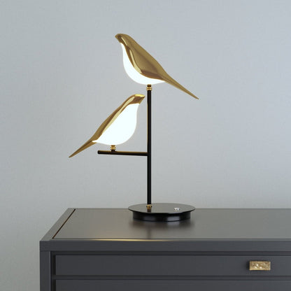 Sculptural Bird Accent Lamp with Integrated LED 22-Inch Gold Metal for Bedroom Nightstand Side Table Home Office Desk Modern Decorative Ligh