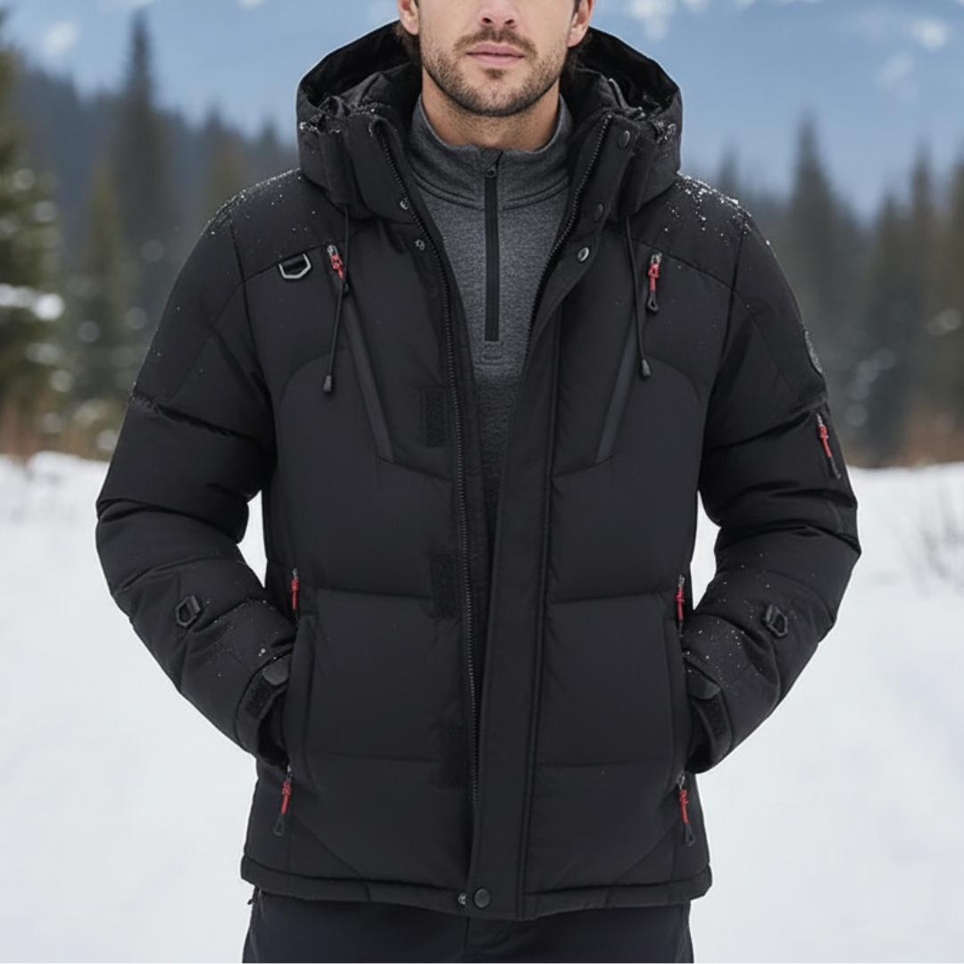 Insulated Winter Parka Jacket with Detachable Hood for Men – Windproof Cold Weather Coat for Outdoor Hiking Camping & Everyday Commuting