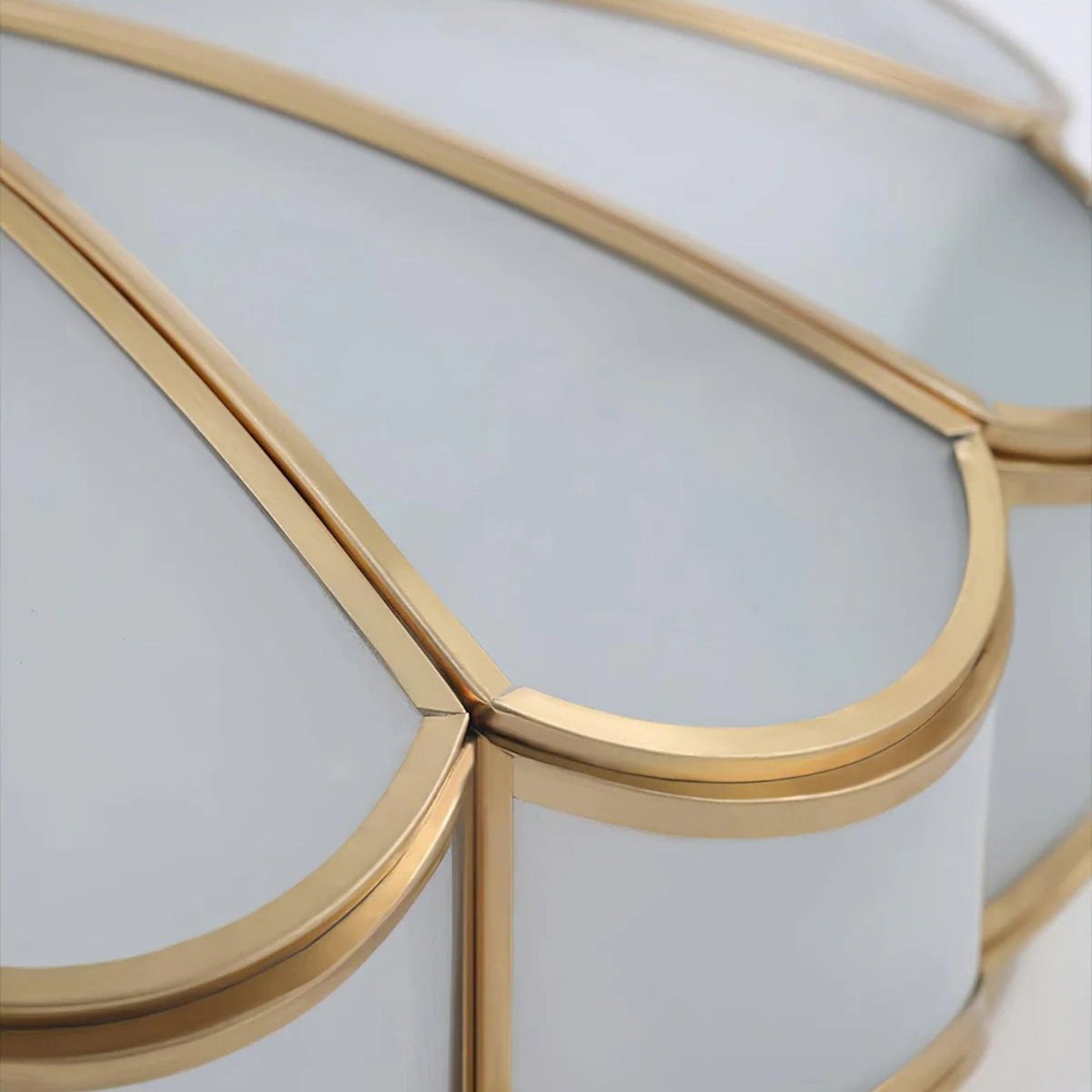 Flush Mount Glass Shade Fixture with Brass Frame Round Design for Entryway Kitchen Bedroom Ambient Overhead Lighting Home Décor