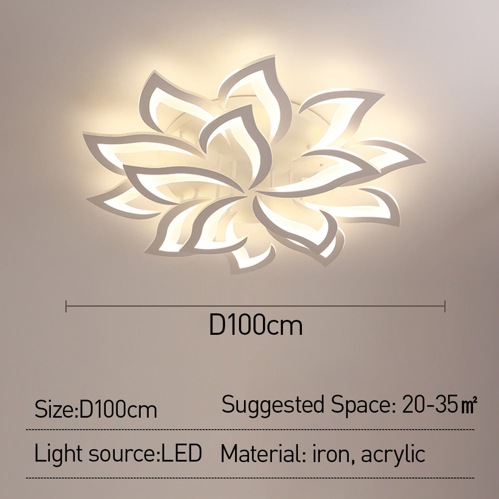 LED Flush Mount Light Fixture with Floral Layered Design for Bedroom, Entryway & Living Spaces | 22 in Black Metal Modern Low Profile Ambien