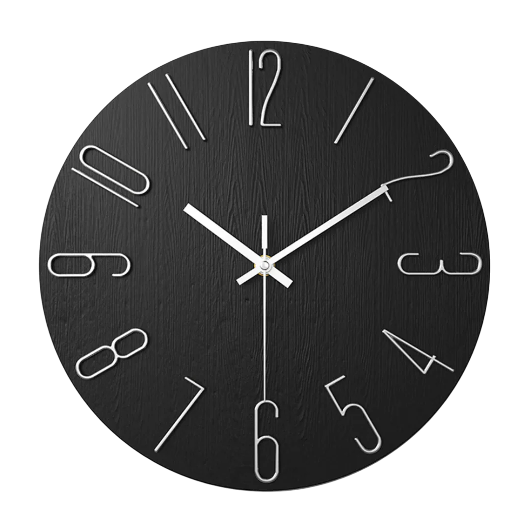 12-Inch Quartz Wall Clock – Minimalist Round Design for Home, Office, Bedroom & Kitchen – Silent Non-Ticking Battery Operated