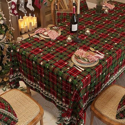 Felicity Tablecloth - Soft Chenille, Festive Christmas Red Plaid