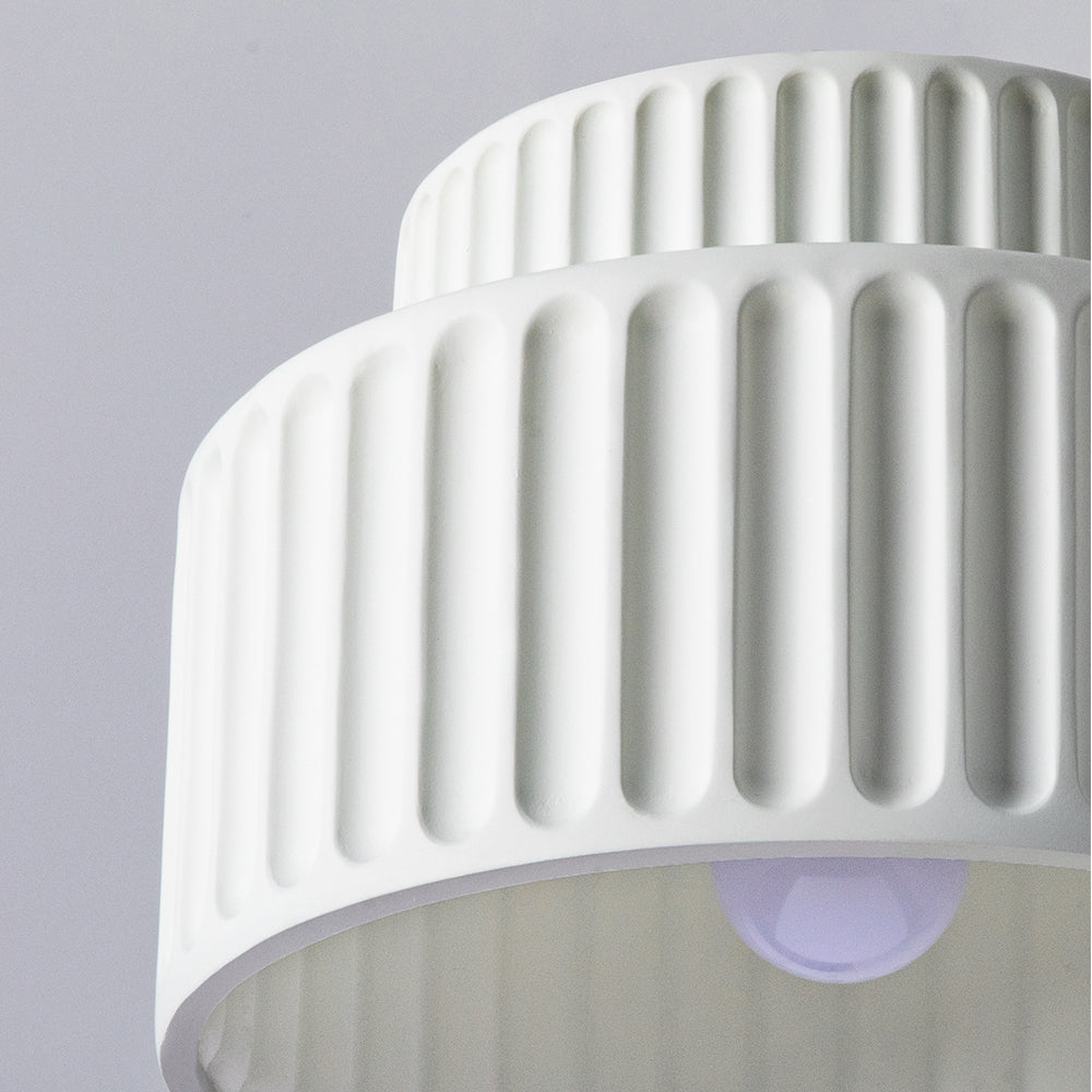 Lámpara de techo de resina de montaje empotrado, casquillo E27, pantalla texturizada, color blanco, para cocina, dormitorio, pasillo, perfil bajo, diseño escandinavo minimalista moderno