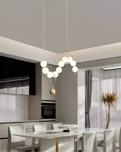 Cascading Glass Globe Pendant Light Fixture Gold White Contemporary Overhead Illumination for Breakfast Bar Eating Area Lounge 39 inch