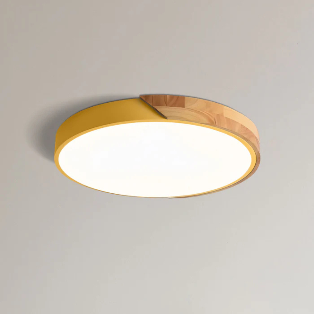 Wooden Flush Mount LED Light Fixture 3000K Soft White for Bedroom Living Room Hallway Minimalist Nordic Style Modern Recessed Low Profile Ac