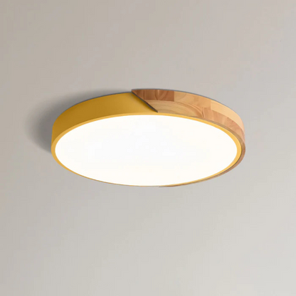 Wooden Flush Mount LED Light Fixture 3000K Soft White for Bedroom Living Room Hallway Minimalist Nordic Style Modern Recessed Low Profile Ac
