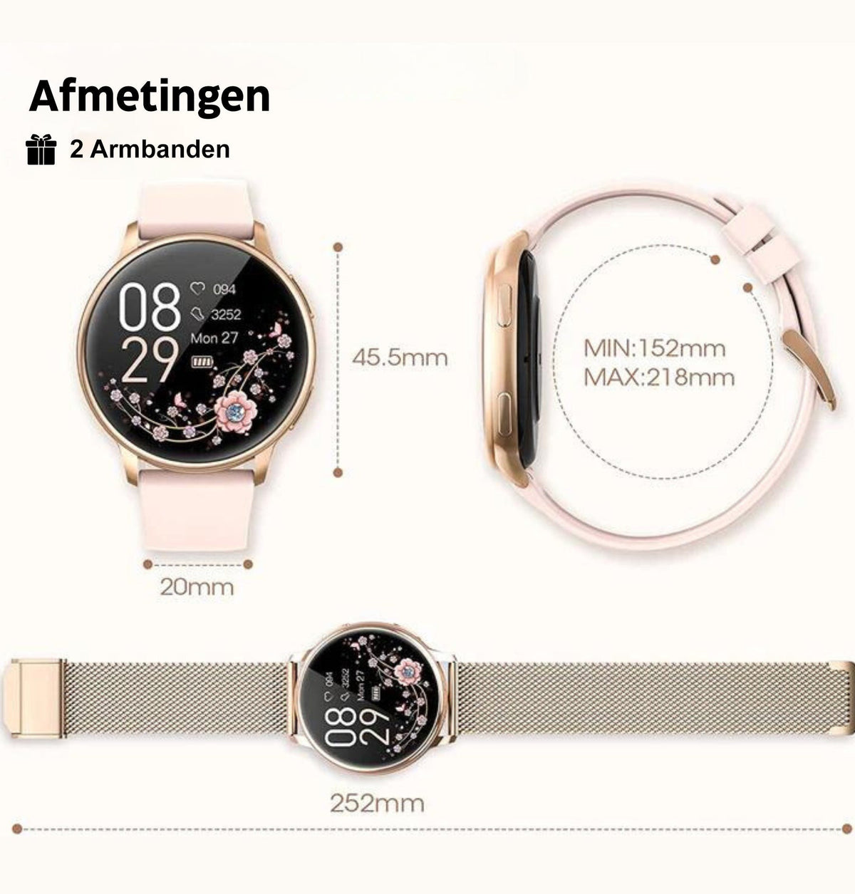 Women's Smartwatch with Heart Rate Monitor, Sleep Tracker & Call Notifications for Fitness & Daily Activity Tracking