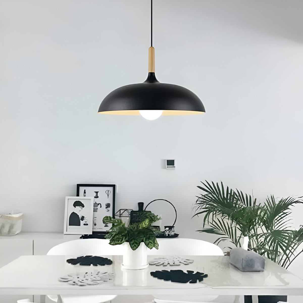 Wood and Iron Drop Light 14-24 Inches Diameter for Kitchen Island Dining Table Modern Minimalist Fixture E27 Socket Cord Height Adjustable