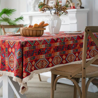 Mantel Oasis Dunes - Jacquard de microfibra, estampado boho