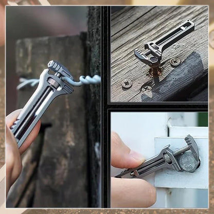 Compact Adjustable Wrench with Bottle Opener & Measurement Tool for Everyday Repairs, Home DIY, Camping & Outdoor Use – Zinc Aluminum