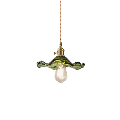 Floral Glass Hanging Fixture with Integrated LED for Dining Rooms & Bedrooms | Overhead Ambient Illumination | Modern Botanical Silhouette C