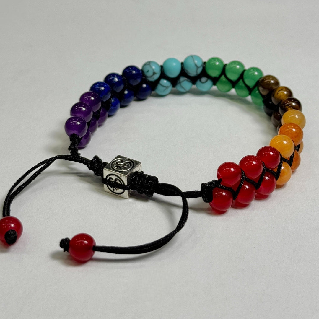 Natural Stone Chakra Bracelet – Adjustable Braided Cord Design for Men & Women, Lightweight & Colorful