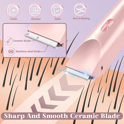 Rechargeable Dual-Head Precision Trimmer for Face, Underarms & Bikini Line – Waterproof IPX7, USB-C Fast Charging, Gentle on Sensitive Skin
