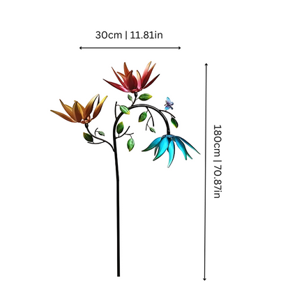 Spinning Garden Wind Spinner with Butterflies & Flowers - Colorful Outdoor Decor Stake for Yard, Patio & Lawn - Weather Resistant Metal