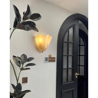 Dual-Socket Sconce Light with Textured Glass Shade in Warm Tones for Entryways & Powder Rooms